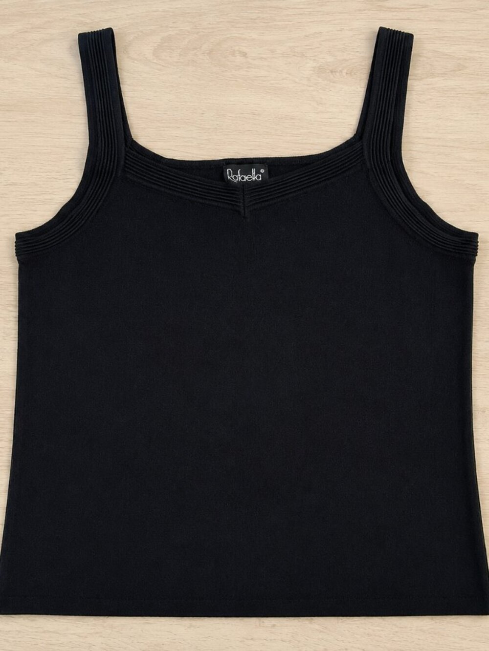 Rafaella Black Slinky Knit Tank Top Size Large Stretch Shell Camisole